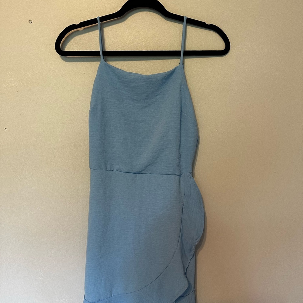 Rolla Coster Blue Asymmetrical Wrap Mini Dress